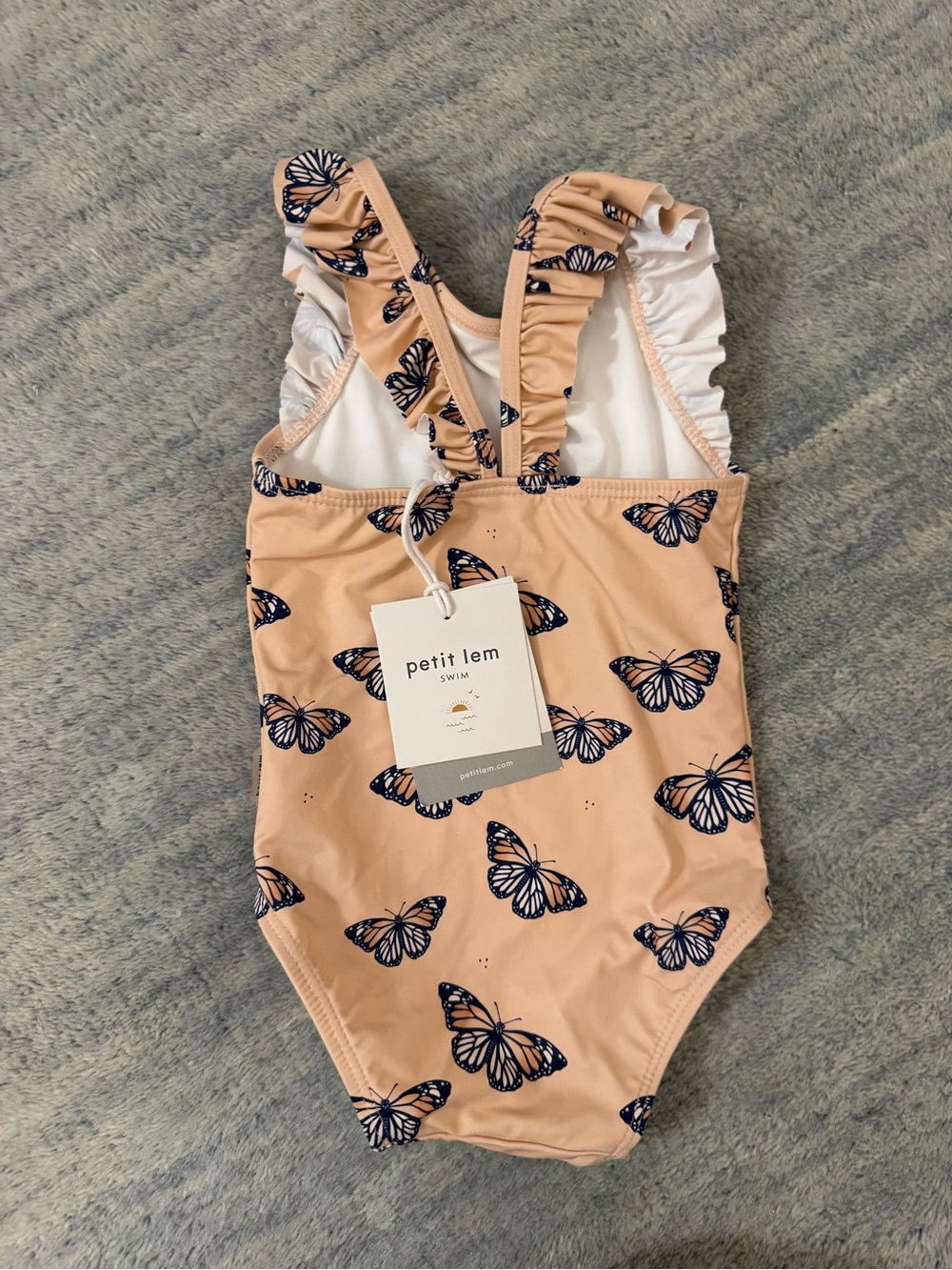 Petit Lem Kids One-Piece Swimsuit - blush with Butterfly Print